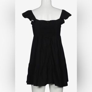 Reformation Black Dress, Women’s Black Mini Dress Size 4 Flutter Sleeve Zip Back